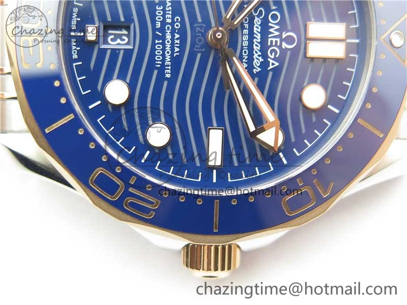 2018 Seamaster Diver 300M SS RG VSF 1:1 Best Edition RG Bezel Blue Dial on SS RG Bracelet A Tailored 7925