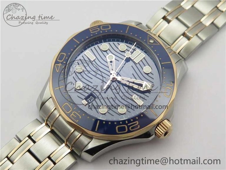 2018 Seamaster Diver 300M SS RG VSF 1:1 Best Edition RG Bezel Blue Dial on SS RG Bracelet A Tailored 7925