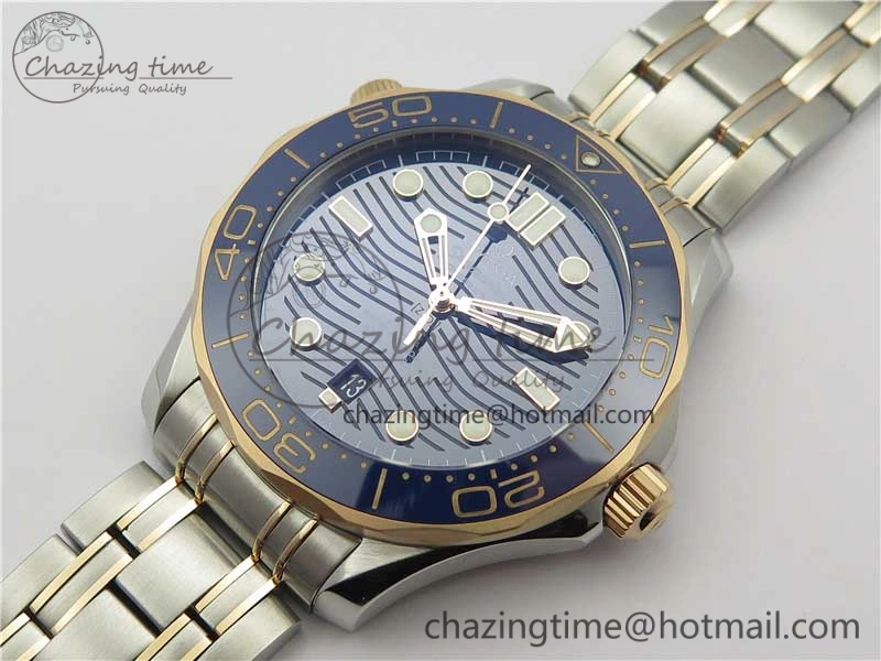 2018 Seamaster Diver 300M SS RG VSF 1:1 Best Edition RG Bezel Blue Dial on SS RG Bracelet A Tailored 7925