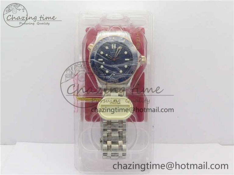 2018 Seamaster Diver 300M SS RG VSF 1:1 Best Edition RG Bezel Blue Dial on SS RG Bracelet A Tailored 7925