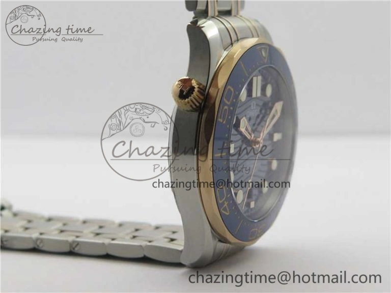 2018 Seamaster Diver 300M SS RG VSF 1:1 Best Edition RG Bezel Blue Dial on SS RG Bracelet A Tailored 7925
