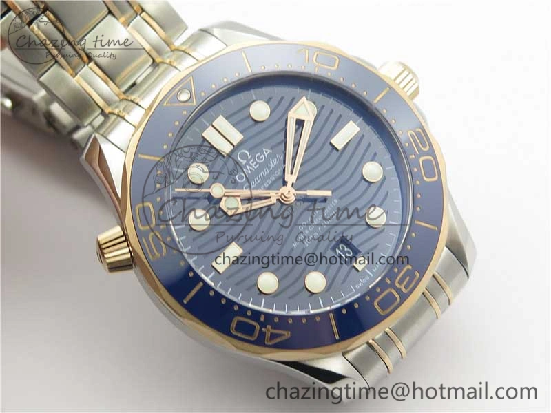 2018 Seamaster Diver 300M SS RG VSF 1:1 Best Edition RG Bezel Blue Dial on SS RG Bracelet A Tailored 7925