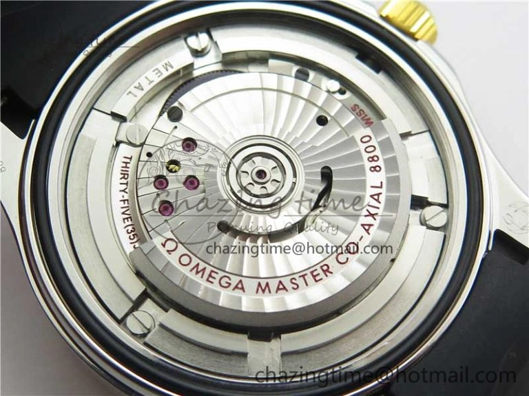 Refined 2018 Seamaster Diver 300M SS YG VSF 1:1 Best Edition YG Bezel Black Dial on Black Rubber Strap A 7934