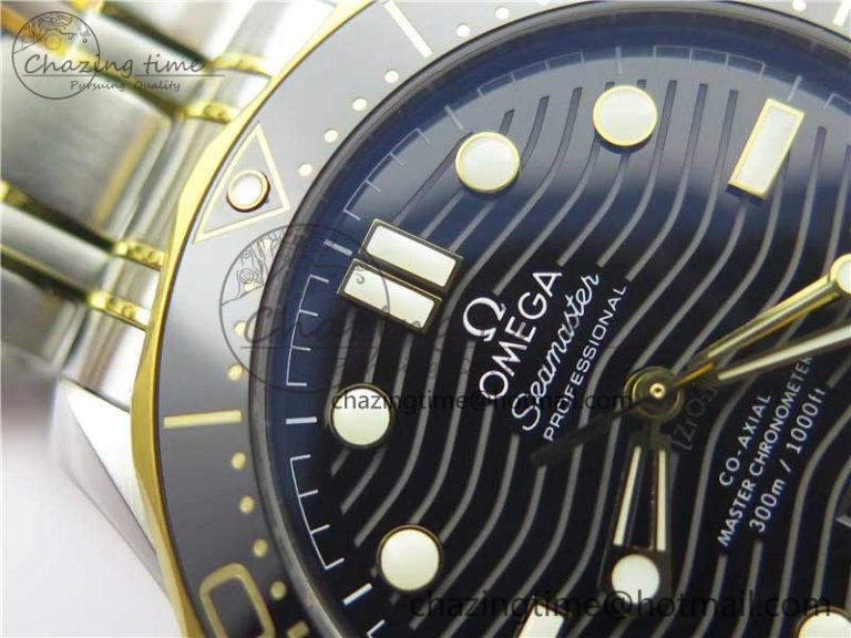 2018 Seamaster Diver 300M SS YG VSF 1:1 Best Edition YG Bezel Black Dial on SS YG Bracelet A HighPerformance 7937
