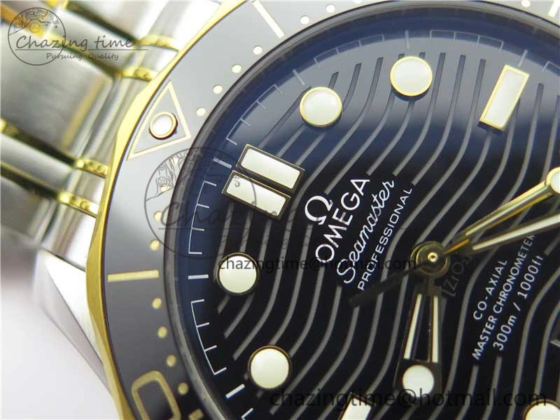 2018 Seamaster Diver 300M SS YG VSF 1:1 Best Edition YG Bezel Black Dial on SS YG Bracelet A HighPerformance 7937