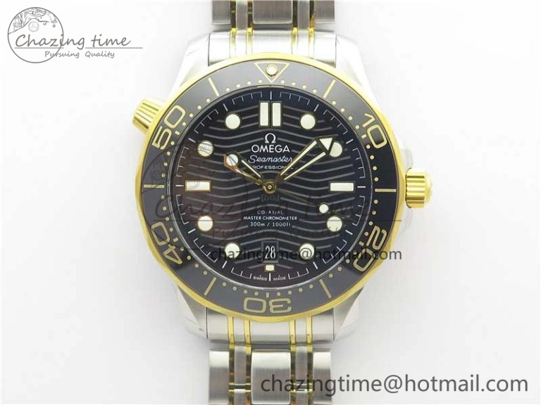 2018 Seamaster Diver 300M SS YG VSF 1:1 Best Edition YG Bezel Black Dial on SS YG Bracelet A HighPerformance 7937