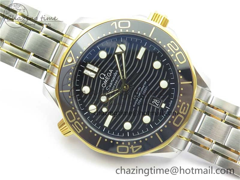 2018 Seamaster Diver 300M SS YG VSF 1:1 Best Edition YG Bezel Black Dial on SS YG Bracelet A HighPerformance 7937