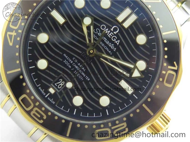 2018 Seamaster Diver 300M SS YG VSF 1:1 Best Edition YG Bezel Black Dial on SS YG Bracelet A HighPerformance 7937