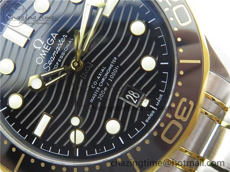 2018 Seamaster Diver 300M SS YG VSF 1:1 Best Edition YG Bezel Black Dial on SS YG Bracelet A HighPerformance 7937