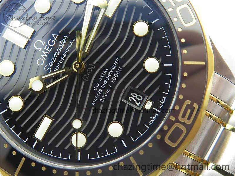 2018 Seamaster Diver 300M SS YG VSF 1:1 Best Edition YG Bezel Black Dial on SS YG Bracelet A HighPerformance 7937
