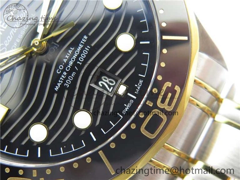 2018 Seamaster Diver 300M SS YG VSF 1:1 Best Edition YG Bezel Black Dial on SS YG Bracelet A HighPerformance 7937