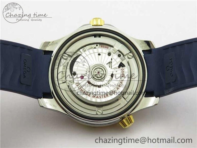 2018 Seamaster Diver 300M SS YG VSF 1:1 Best Edition YG Bezel Blue Dial on Blue Rubber Strap A Attractive 7898