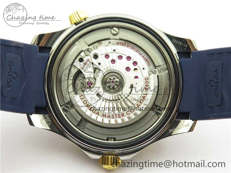 2018 Seamaster Diver 300M SS YG VSF 1:1 Best Edition YG Bezel Blue Dial on Blue Rubber Strap A Attractive 7898