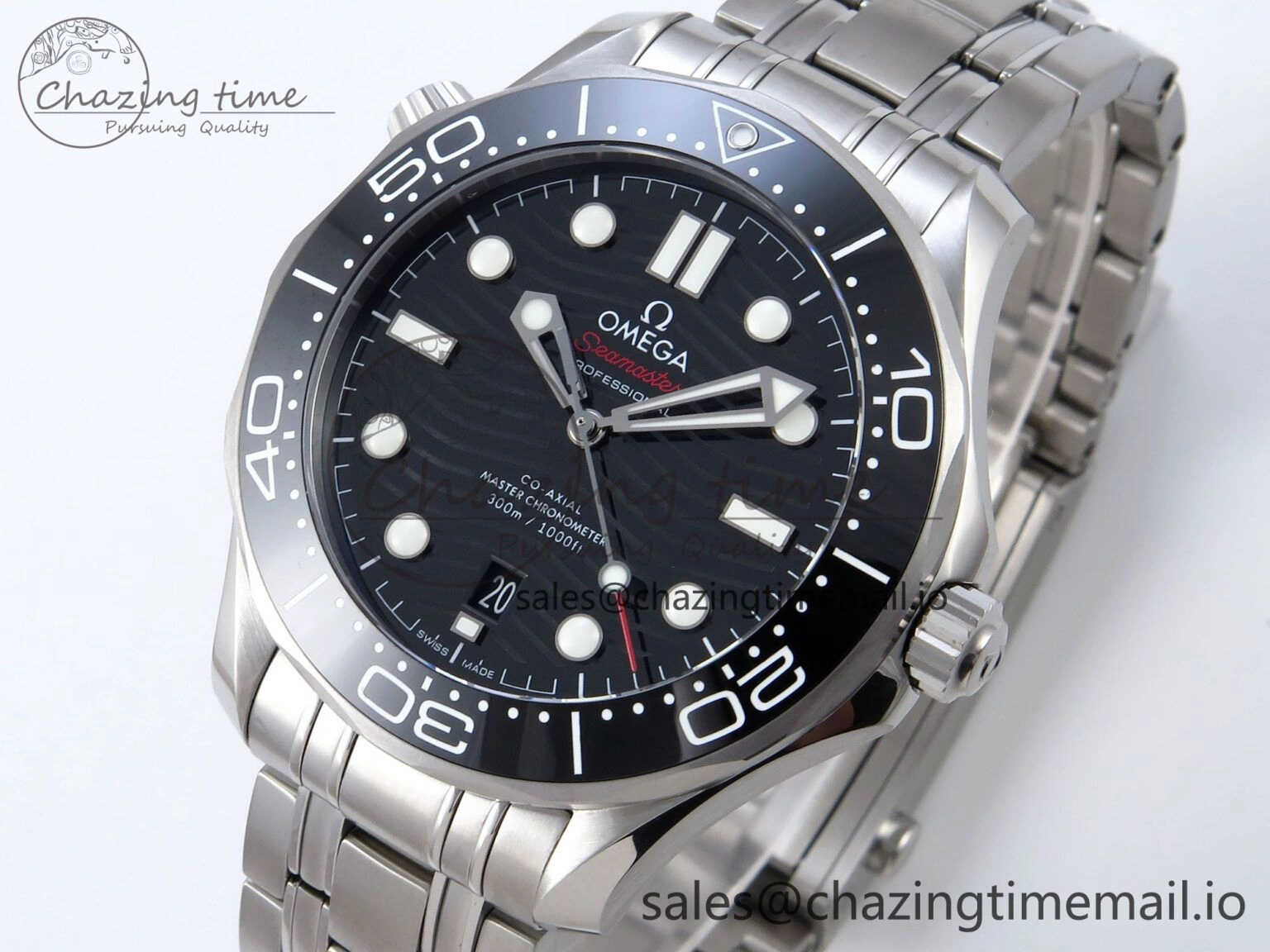 Premium 2018 Seamaster Diver 300M VSF 1:1 Best Edition Black Ceramic Black Dial on SS Bracelet A8800 V 7698