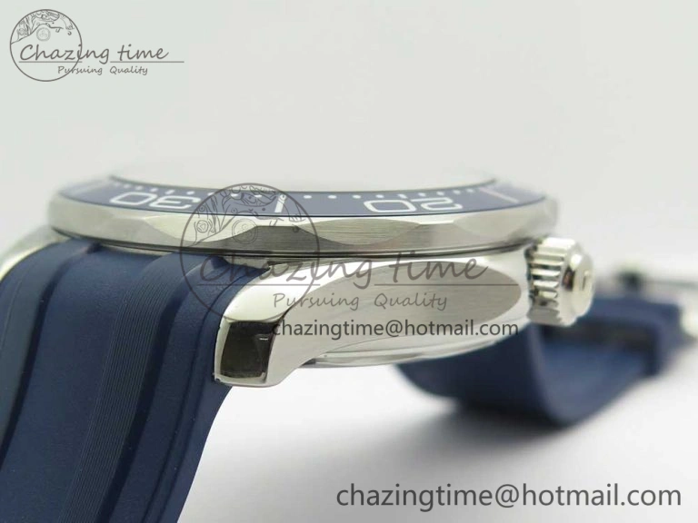 Minimalist 2018 Seamaster Diver 300M VSF 1:1 Best Edition Blue Ceramic Blue Dial on Blue Rubber Strap A8800 V2 (Black Balance Wheel) 7961