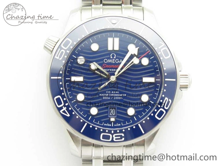 2018 Seamaster Diver 300M VSF 1:1 Best Edition Blue Ceramic Blue Dial on SS Bracelet A8800 V2 (Black Balance Wheel) Sustainable 7960