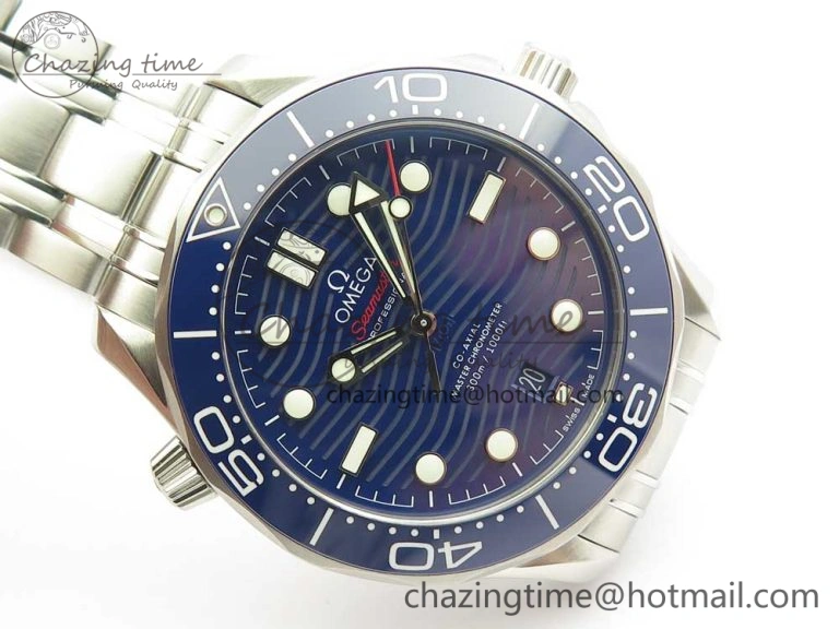 2018 Seamaster Diver 300M VSF 1:1 Best Edition Blue Ceramic Blue Dial on SS Bracelet A8800 V2 (Black Balance Wheel) Sustainable 7960