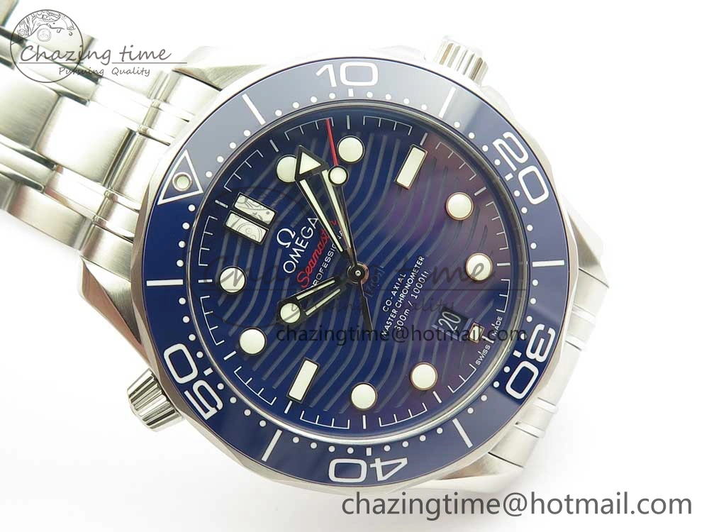 2018 Seamaster Diver 300M VSF 1:1 Best Edition Blue Ceramic Blue Dial on SS Bracelet A8800 V2 (Black Balance Wheel) Sustainable 7960