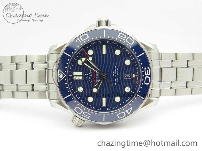 2018 Seamaster Diver 300M VSF 1:1 Best Edition Blue Ceramic Blue Dial on SS Bracelet A8800 V2 (Black Balance Wheel) Sustainable 7960