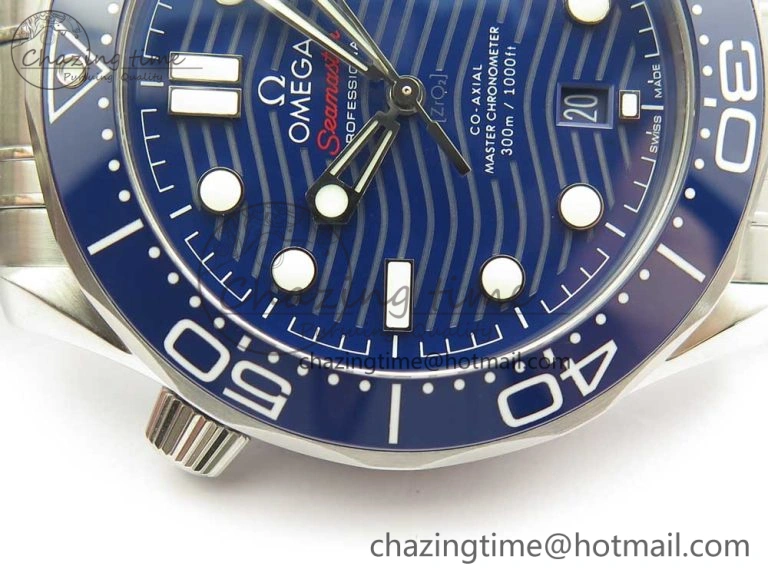 2018 Seamaster Diver 300M VSF 1:1 Best Edition Blue Ceramic Blue Dial on SS Bracelet A8800 V2 (Black Balance Wheel) Sustainable 7960