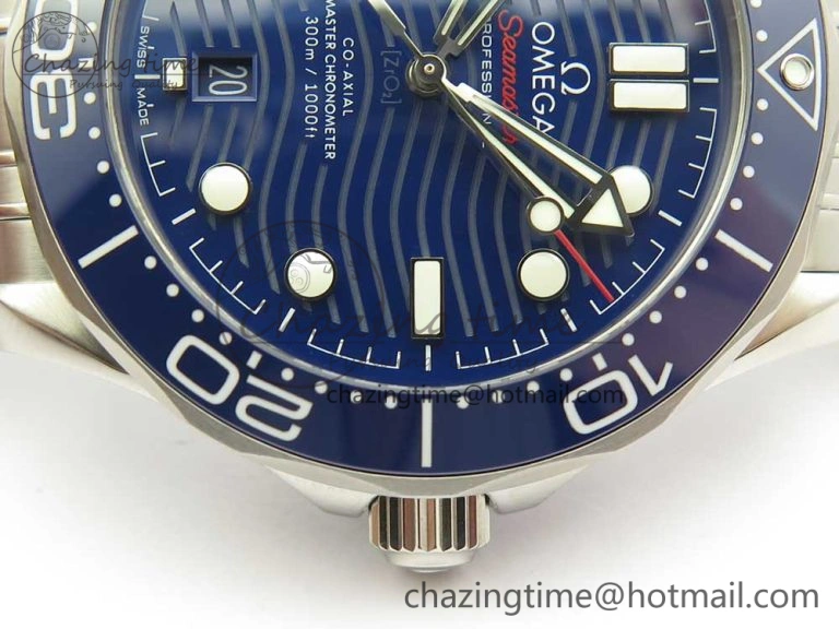 2018 Seamaster Diver 300M VSF 1:1 Best Edition Blue Ceramic Blue Dial on SS Bracelet A8800 V2 (Black Balance Wheel) Sustainable 7960