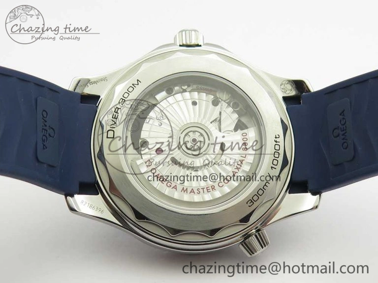 ZipUp 2018 Seamaster Diver 300M VSF 1:1 Best Edition Blue Ceramic Gray Dial on Blue Rubber Strap A8800 V2 (Black Balance Wheel) 7963