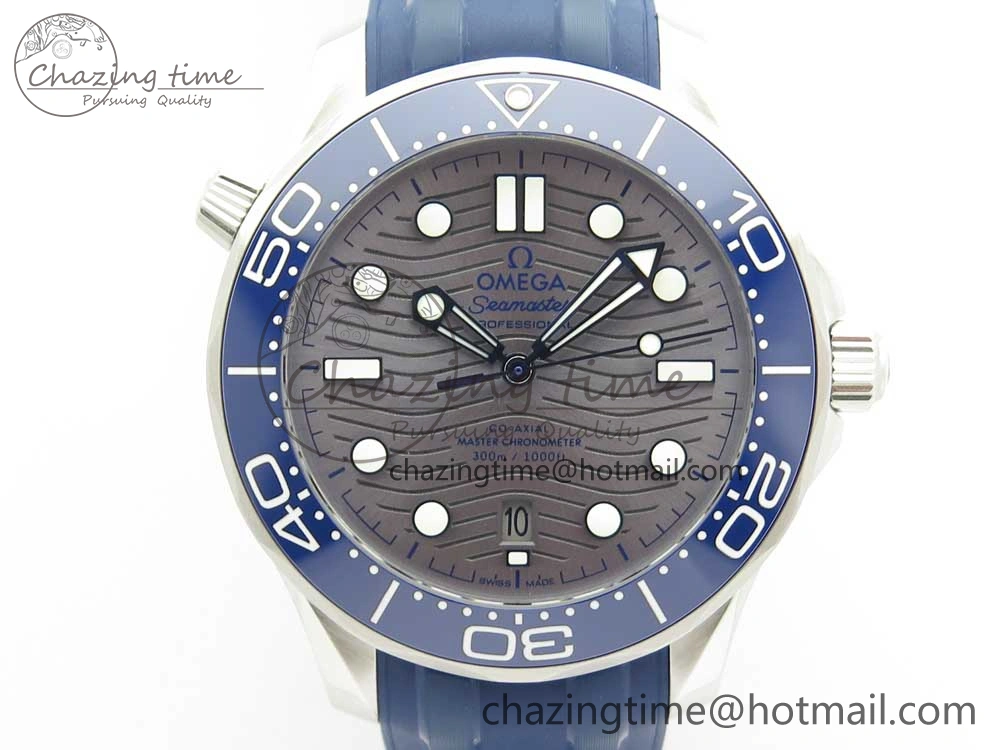 ZipUp 2018 Seamaster Diver 300M VSF 1:1 Best Edition Blue Ceramic Gray Dial on Blue Rubber Strap A8800 V2 (Black Balance Wheel) 7963