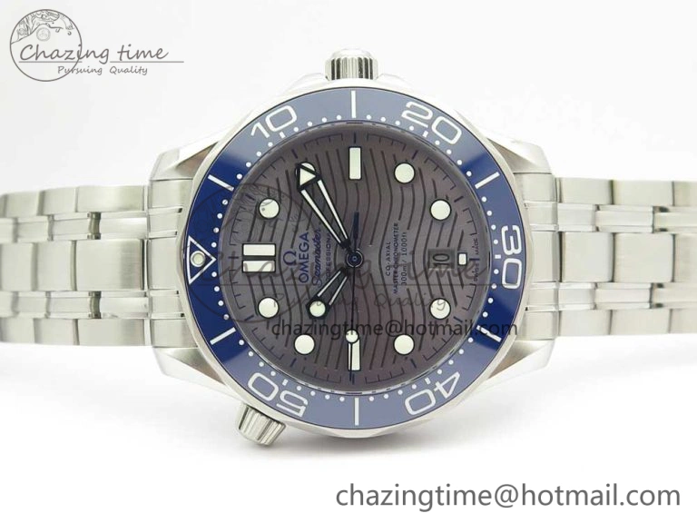 Cozy 2018 Seamaster Diver 300M VSF 1:1 Best Edition Blue Ceramic Gray Dial on SS Bracelet A8800 V2 (Black Balance Wheel) 7962