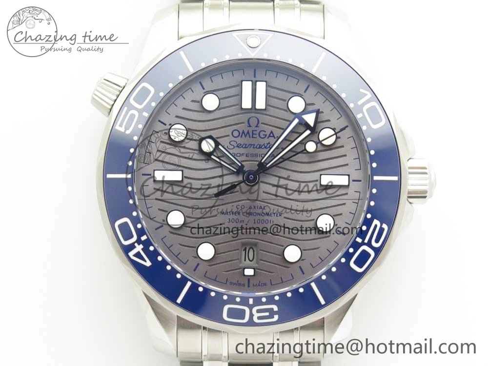 Cozy 2018 Seamaster Diver 300M VSF 1:1 Best Edition Blue Ceramic Gray Dial on SS Bracelet A8800 V2 (Black Balance Wheel) 7962