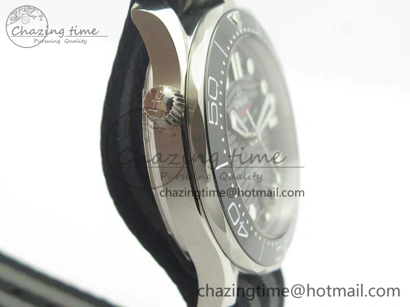 FlexibleFit 2018 Seamaster Diver 300M VSF Best Edition Black Ceramic Dial on Black Gray Nato Strap A 8057
