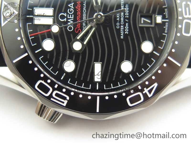 FlexibleFit 2018 Seamaster Diver 300M VSF Best Edition Black Ceramic Dial on Black Gray Nato Strap A 8057