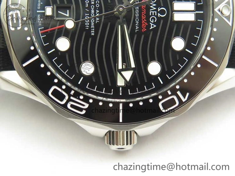FlexibleFit 2018 Seamaster Diver 300M VSF Best Edition Black Ceramic Dial on Black Gray Nato Strap A 8057