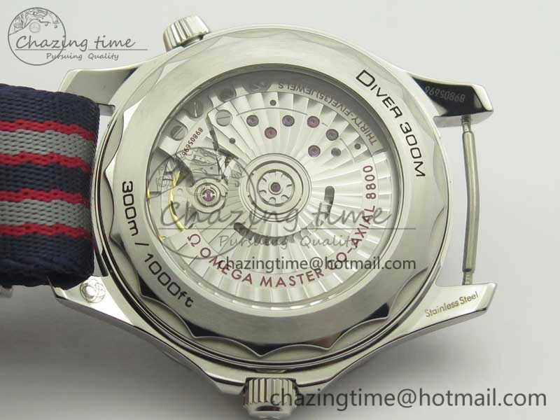 Youthful 2018 Seamaster Diver 300M VSF Best Edition Blue Ceramic Dial on Blue Red Gray Nato Strap A 8034