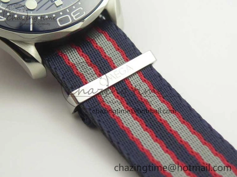 Youthful 2018 Seamaster Diver 300M VSF Best Edition Blue Ceramic Dial on Blue Red Gray Nato Strap A 8034
