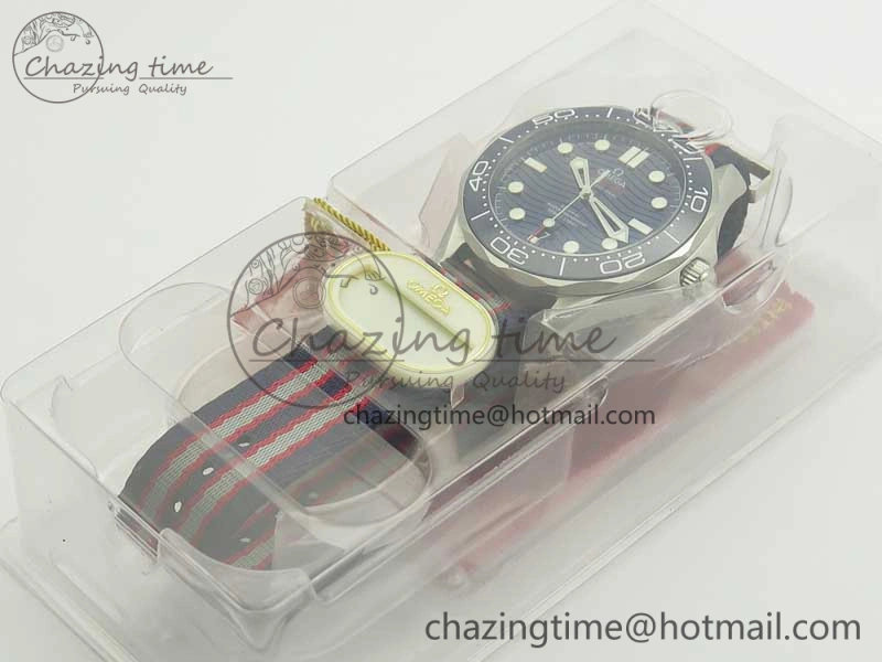 Youthful 2018 Seamaster Diver 300M VSF Best Edition Blue Ceramic Dial on Blue Red Gray Nato Strap A 8034