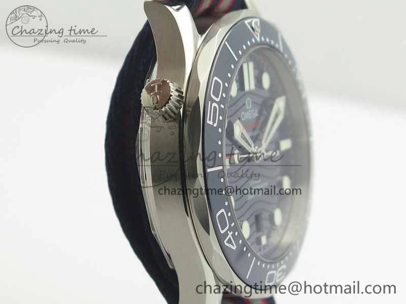 Youthful 2018 Seamaster Diver 300M VSF Best Edition Blue Ceramic Dial on Blue Red Gray Nato Strap A 8034