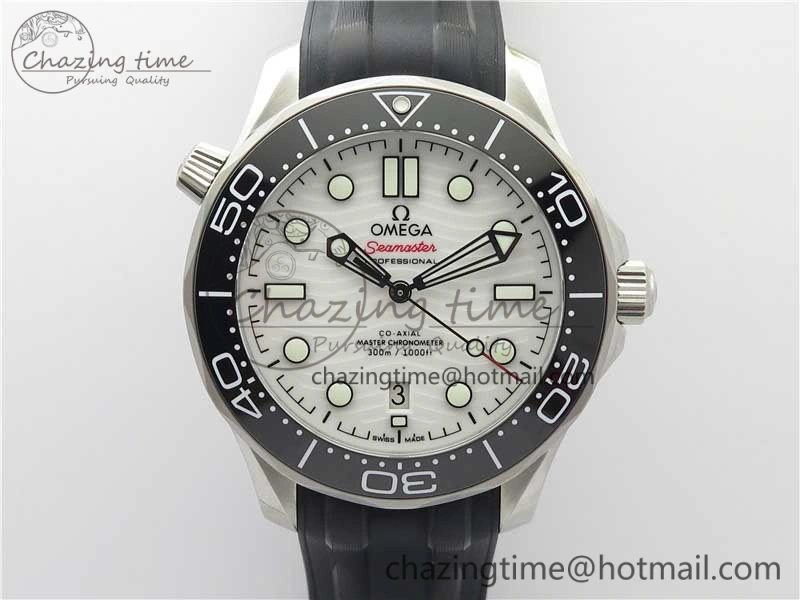 2019 Seamaster Diver 300M OMF Best Edition Black Ceramic White Dial on Black Rubber Strap A Elegant 7938