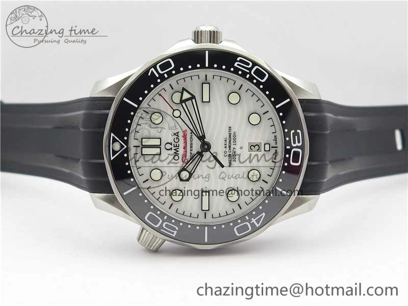 2019 Seamaster Diver 300M OMF Best Edition Black Ceramic White Dial on Black Rubber Strap A Elegant 7938