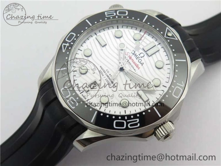 2019 Seamaster Diver 300M OMF Best Edition Black Ceramic White Dial on Black Rubber Strap A Elegant 7938