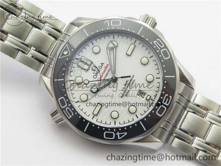 MultiPurpose 2019 Seamaster Diver 300M SS VSF 1:1 Best Edition Black Bezel White Dial on SS Bracelet A 7933