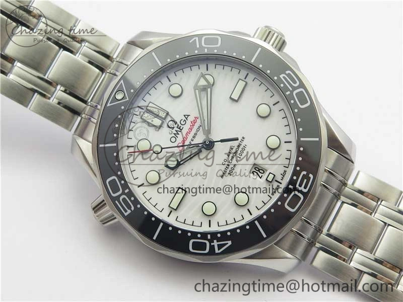 MultiPurpose 2019 Seamaster Diver 300M SS VSF 1:1 Best Edition Black Bezel White Dial on SS Bracelet A 7933