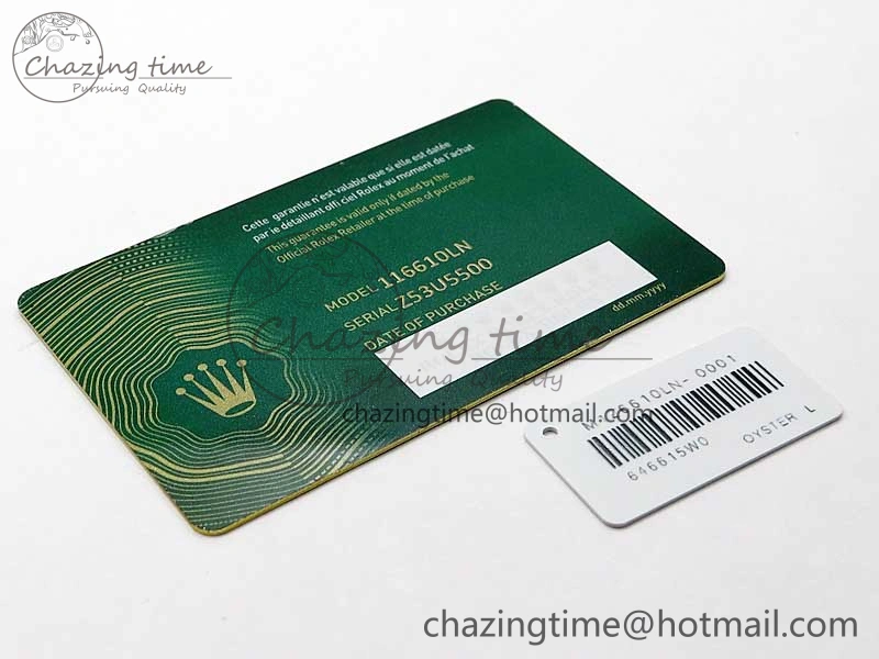 Youthful 2020 Custom Made Rolex Warranty Card with Anti-Forgery Crown and Fluorescent Label 4128