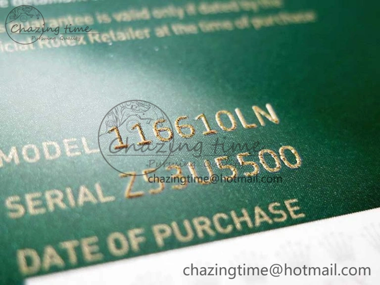 Youthful 2020 Custom Made Rolex Warranty Card with Anti-Forgery Crown and Fluorescent Label 4128