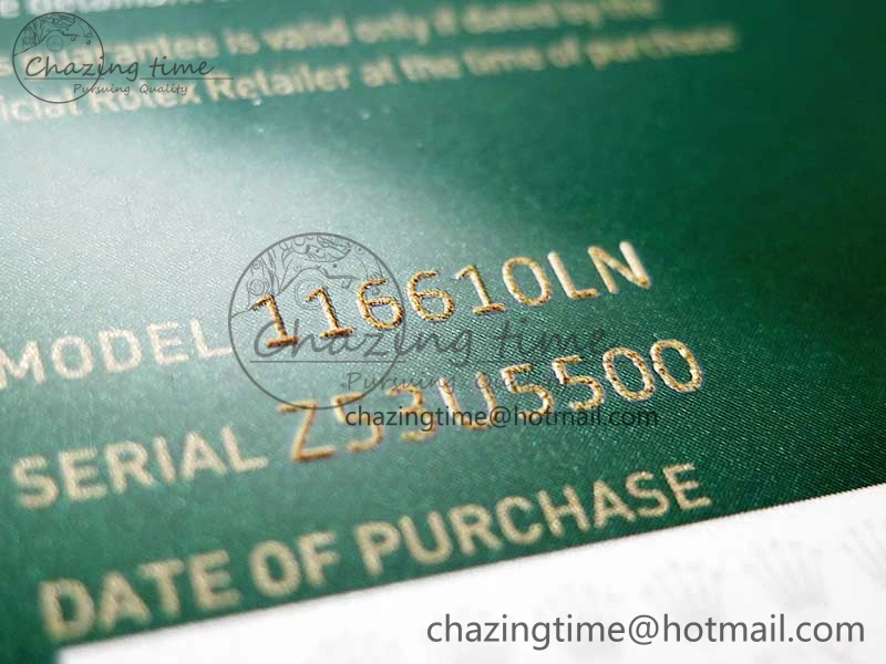 Youthful 2020 Custom Made Rolex Warranty Card with Anti-Forgery Crown and Fluorescent Label 4128