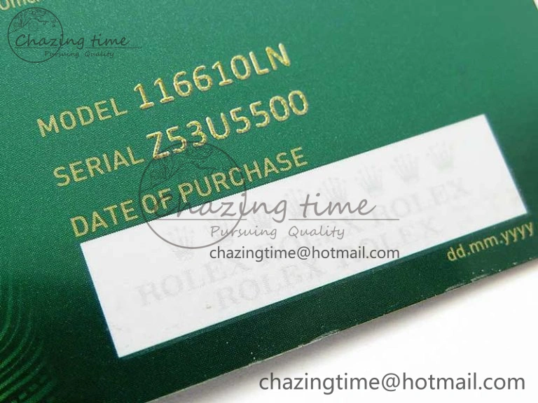 Youthful 2020 Custom Made Rolex Warranty Card with Anti-Forgery Crown and Fluorescent Label 4128