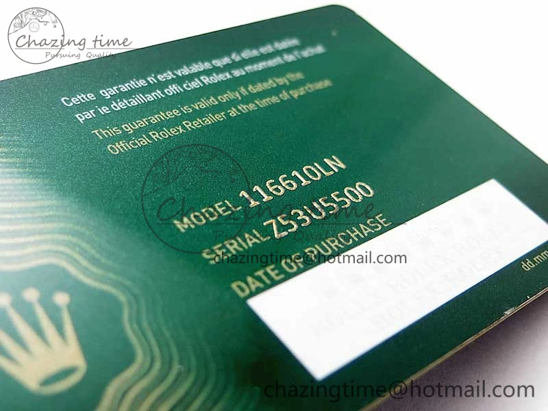 Youthful 2020 Custom Made Rolex Warranty Card with Anti-Forgery Crown and Fluorescent Label 4128