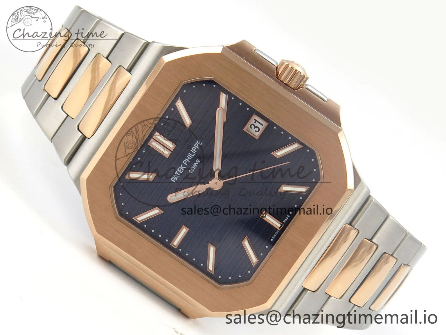 2025 Cubitus GRF 1:1 Best Edition Blue Dial on SS RG Bracelet MY9015 Mod to A330 Super Clone movement Timeless 8639
