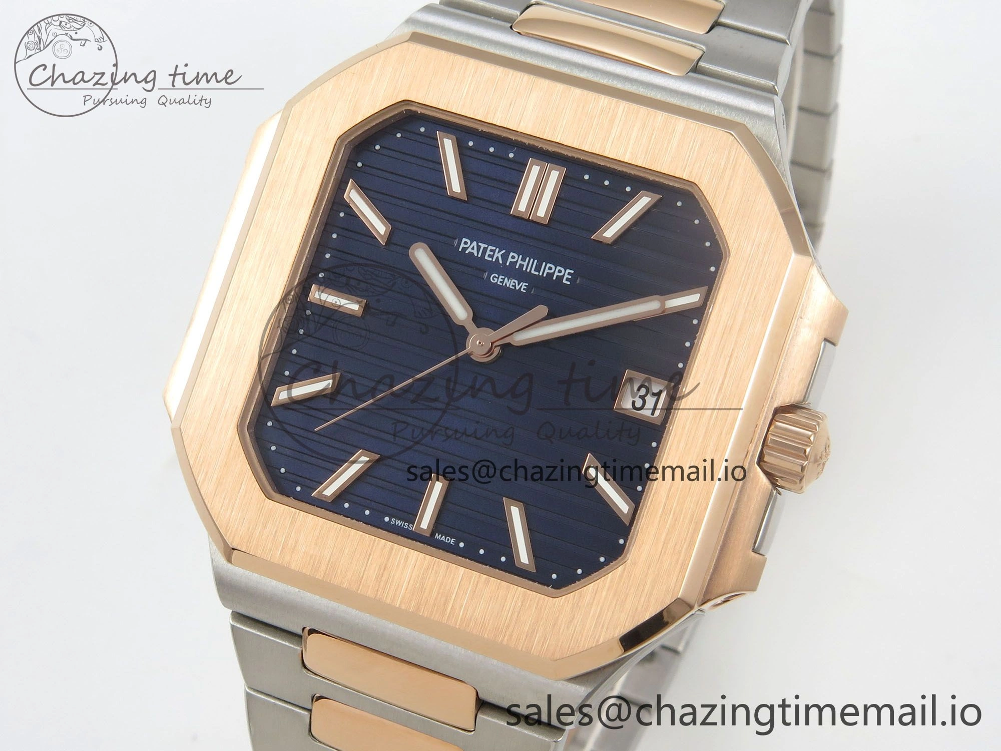 2025 Cubitus GRF 1:1 Best Edition Blue Dial on SS RG Bracelet MY9015 Mod to A330 Super Clone movement Timeless 8639