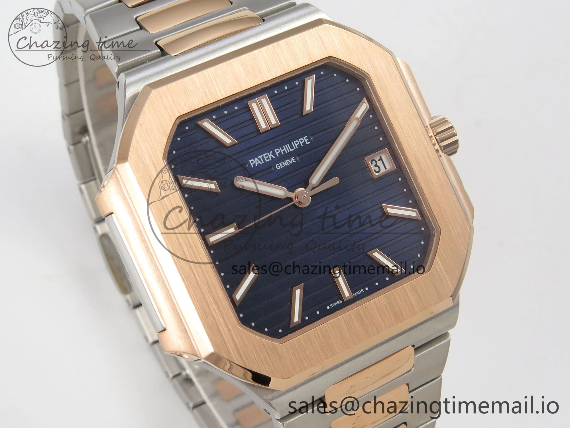 2025 Cubitus GRF 1:1 Best Edition Blue Dial on SS RG Bracelet MY9015 Mod to A330 Super Clone movement Timeless 8639