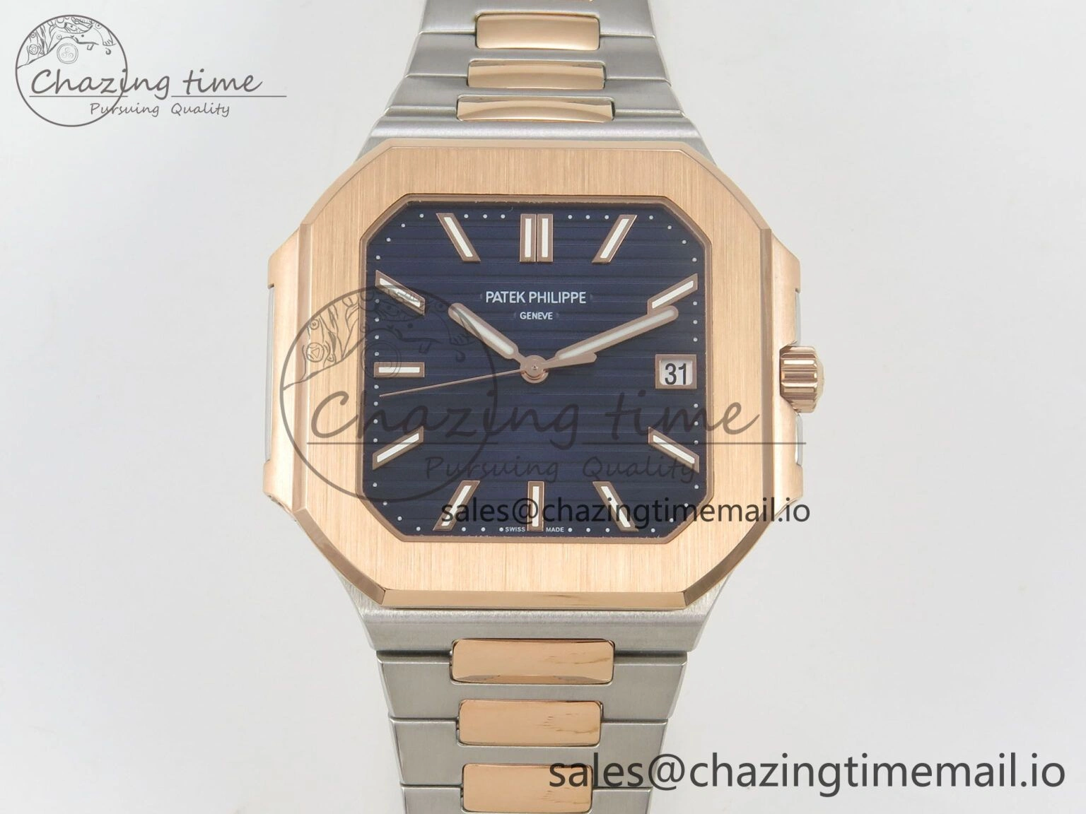 2025 Cubitus GRF 1:1 Best Edition Blue Dial on SS RG Bracelet MY9015 Mod to A330 Super Clone movement Timeless 8639